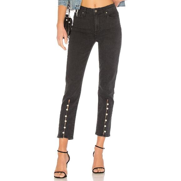 PAIGE Black Straight Leg Pearl Jeans - Picture 14 of 16